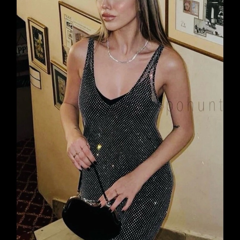 Zara Black Mini Dress with Silver Details
